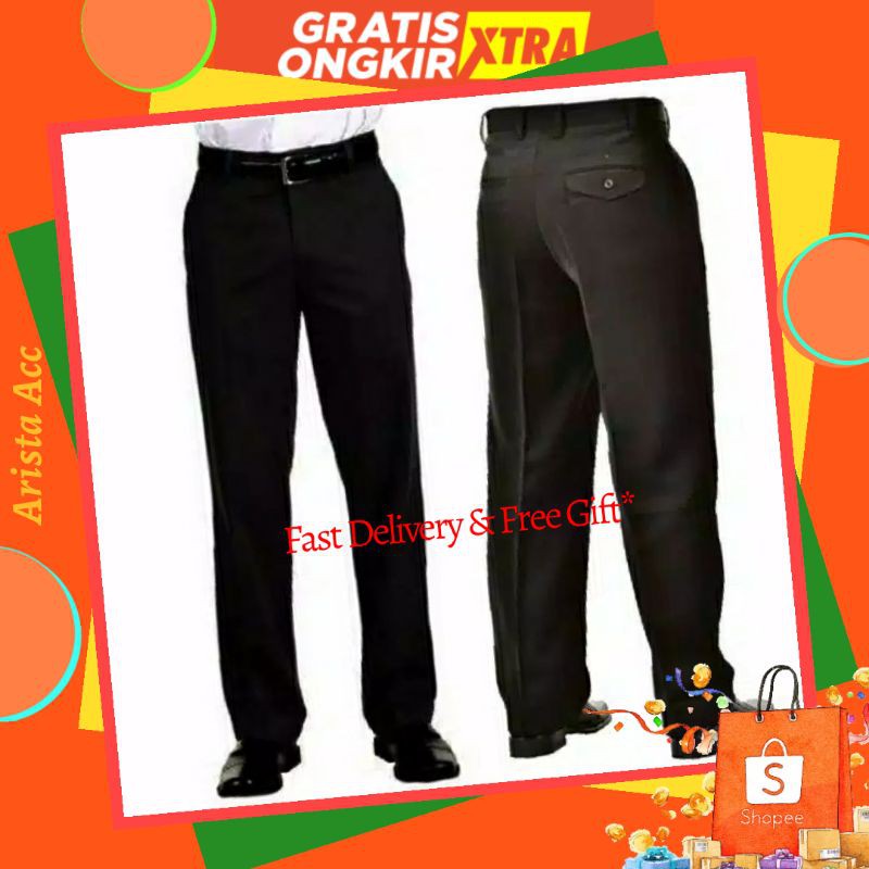 Celana Formal Pria Kerja Reguler Standar Kantor Bahan Kain Teflon Size 27 - 38 Murah Adem Nyaman