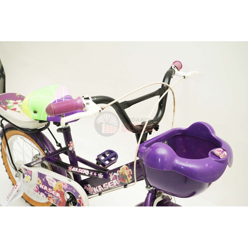 Sepeda Anak BMX Kasea Barbie 16 inch Cewek Perempuan roda 4 samping ungu wanita bisa COD NEW kredit-1