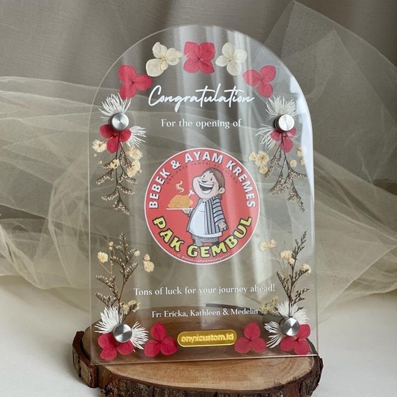 Custom Acrylic Pressed Flower IVY (Kado Ulang Tahun, Wisuda, Anniversary, dll)