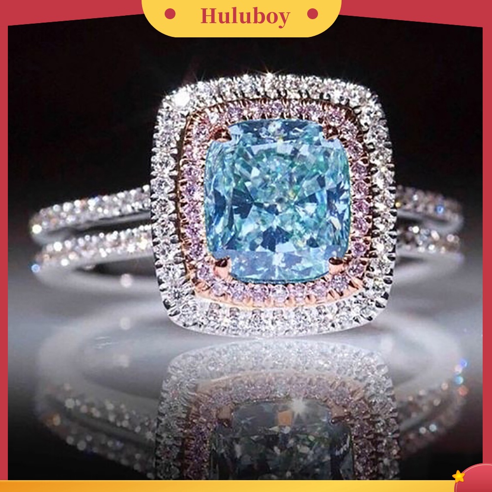 Hu Hu Hu Hu Hu Alat Bantu Pasang Kacamata♡ Cincin Pernikahanpertunangan Desain Persegi Hias Kristal Berlian Imitasi Mewah Berkilau Untuk Wanita