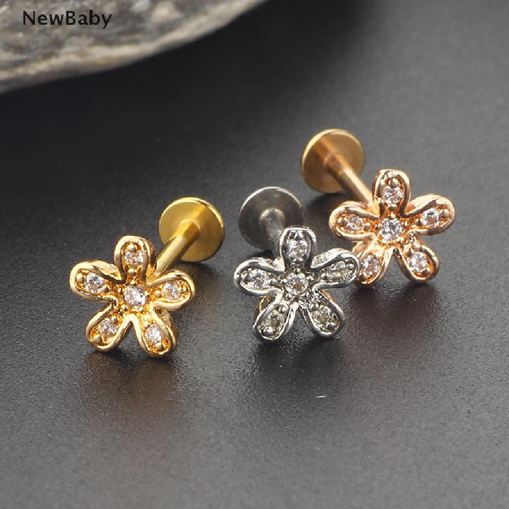 Anting Tusuk Bentuk Bunga Bahan Stainless Steel Untuk Hadiah Bayi