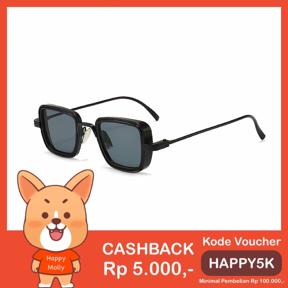 Kacamata Polarized UV400 [ Hitam Hitam ] Anti Radiasi - Sunglasses Pria &amp; Wanita Korea - HM8106