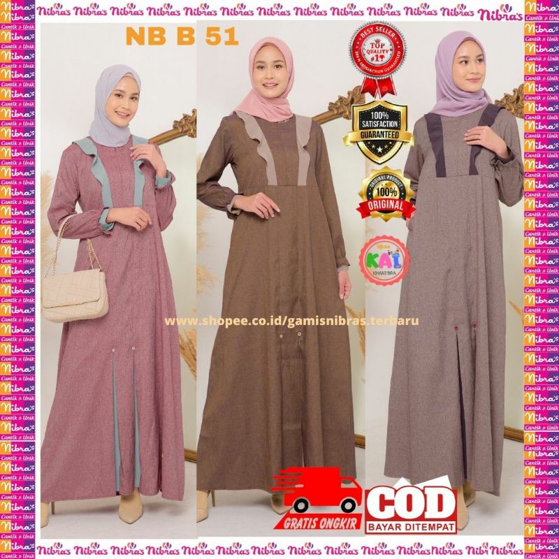 [CUCI GUDANG] TERMURAH BAJU GAMIS NIBRAS TERBARU 2021 / NB B51 / NB B 51 / NBB51 / DRESS CANTIK / DR