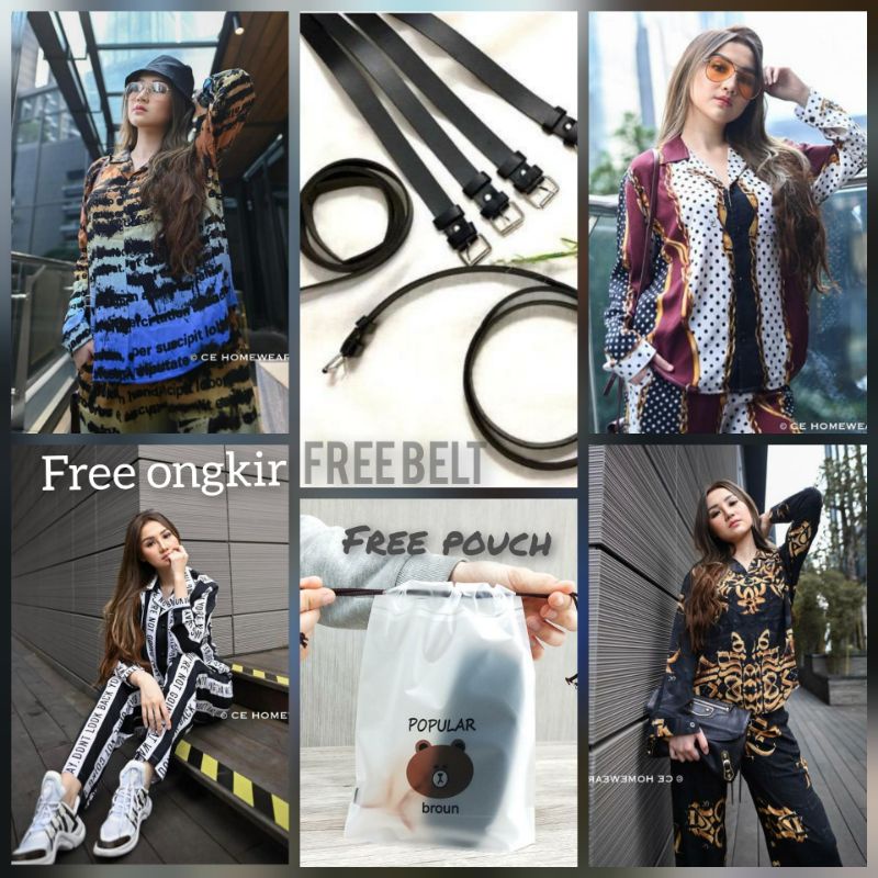 CE HOMEWEAR - Bonjour set lengan panjang - Bonjour set - setelan panjang - CE homewear - free belt