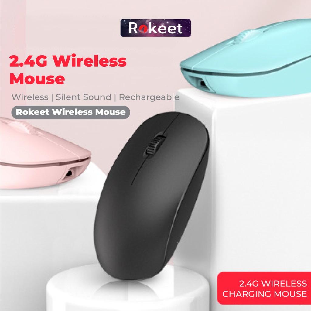 Rokeet Mouse Wireless Silent Click Rechargeable Optical Mouse Gaming 2.4Ghz-1