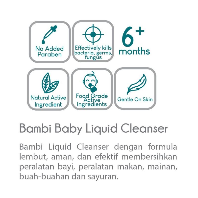 Bambi Baby Liquid Cleanser 450ml / Bambi Sabun Cuci Botol Bayi &amp; Alat Makan