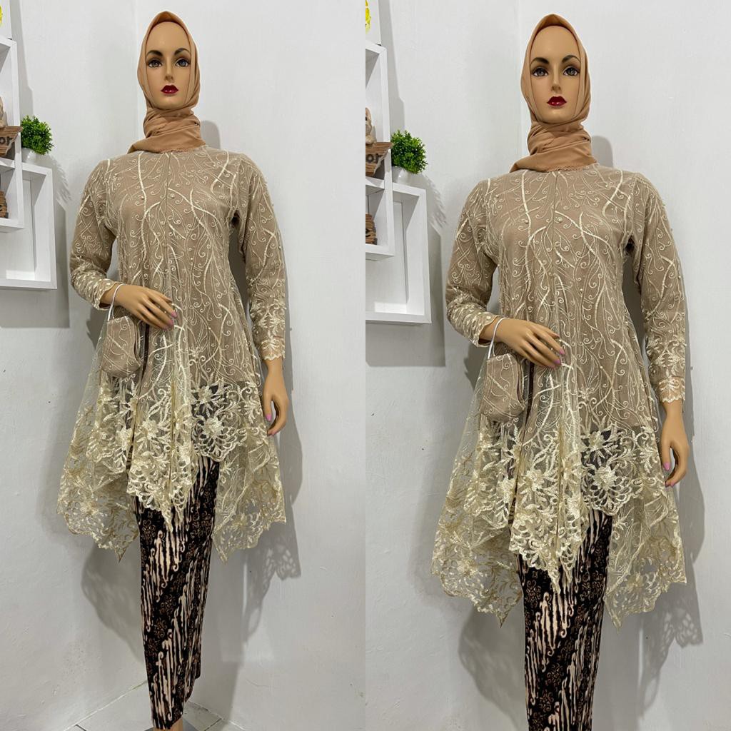 PROMO SET KEBAYA TUNIK TULLE BORDIR / SET KEBAYA TUNIK MUSLIMAG / SET KEBAYA MUSLIMAH