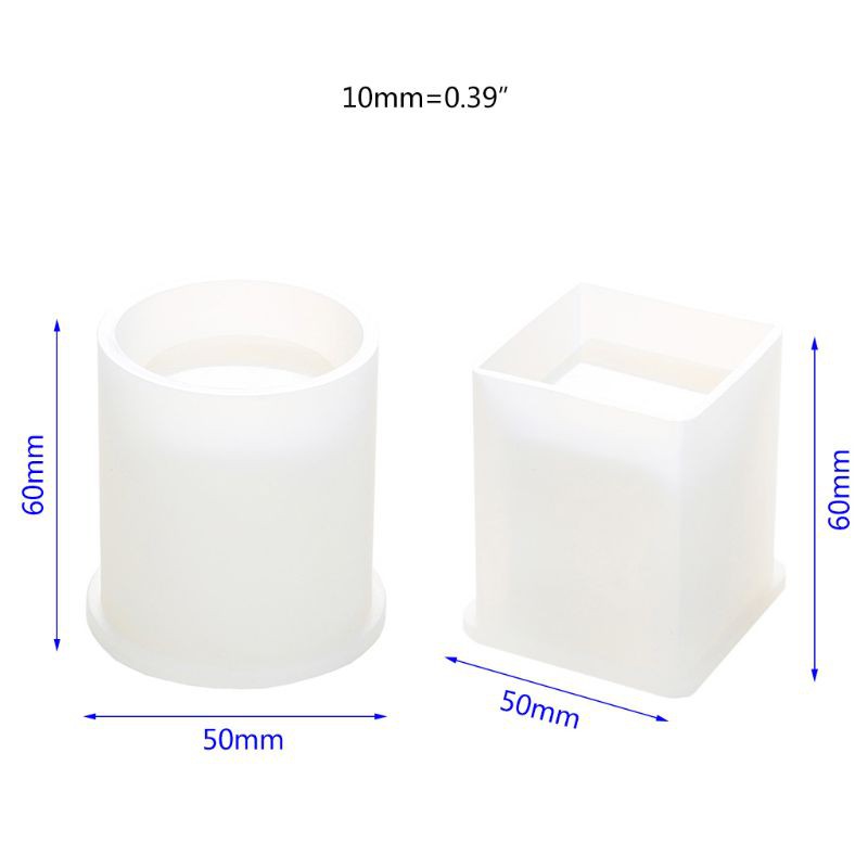 Moonlight&quot; DIY Crystal Epoxy Mold Square Cylindrical High Mirror Pen Small Flower Pot Molds