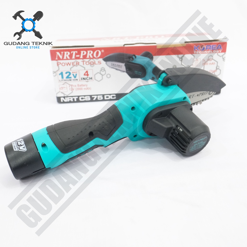 Mini CORDLESS Chainsaw 4&quot; NRT PRO CS75DC / Mesin Gergaji Kayu Mini BATERAI CS 75 DC NRT PRO