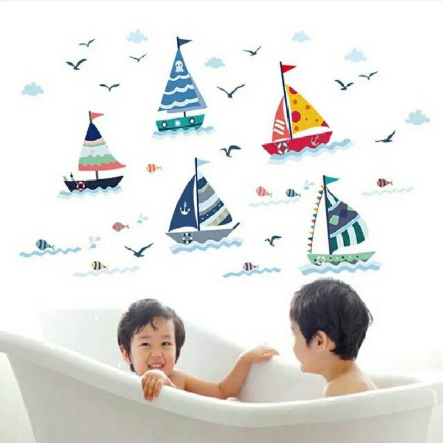 RELIZA WALLSTICKER IKAN KAPAL FISH BIRD KAMAR MANDI TOILET STIKER DINDING