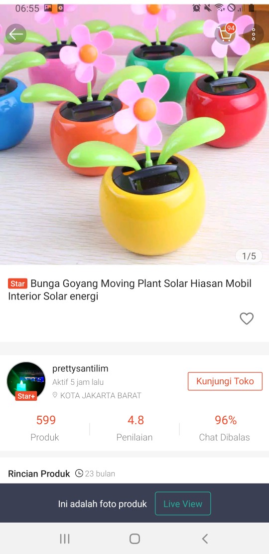 Bunga Goyang Moving Plant Solar Hiasan Mobil Interior Solar Energi
