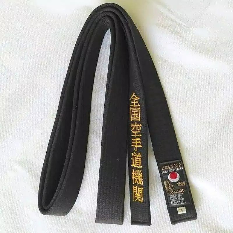 Sabuk Karate Tebal Hitam & Coklat + Kanji dan Custom Nama