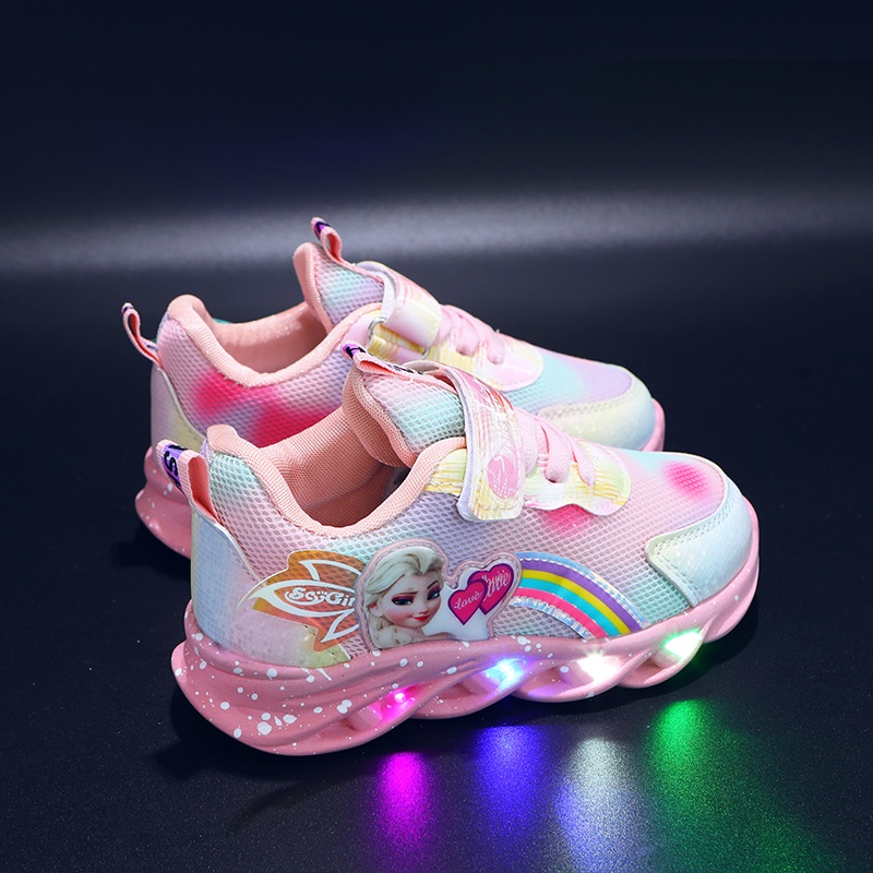 A933 NEW Sepatu kets olahraga LED anak motif Cartoon frzn