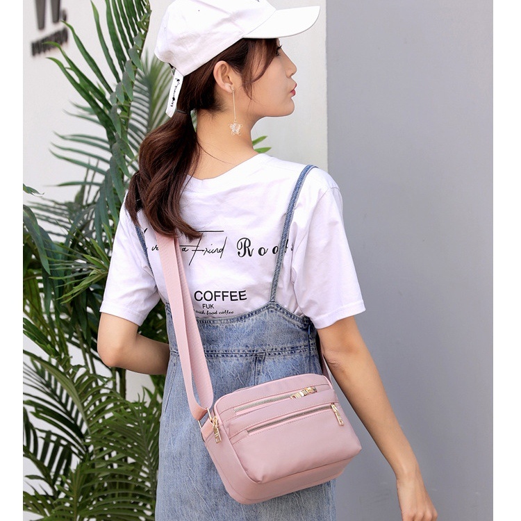 TAS SELEMPANG WANITA 5 RESLETING ANTI AIR PINK MANTUA TA529P3 PREMIUM SLING BAG IMPORT KOREA FASHION REMAJA KEKINIAN SIMPLE CASUAL BATAM BRANDED