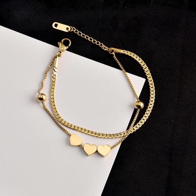 Gelang Titanium Love 2 Layer Sisik Naga Trending Vintage Fashion Style