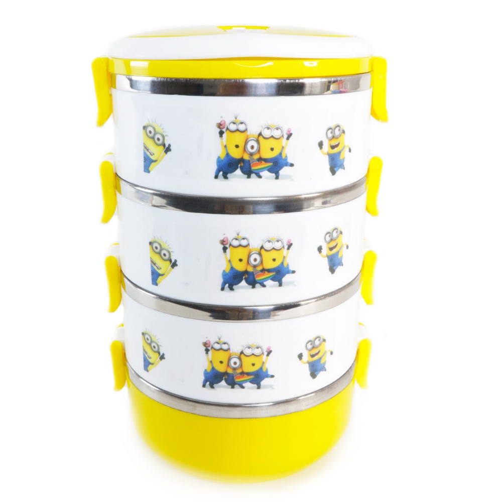 Lunch box Susun 4 karakter Motif stainless steel
