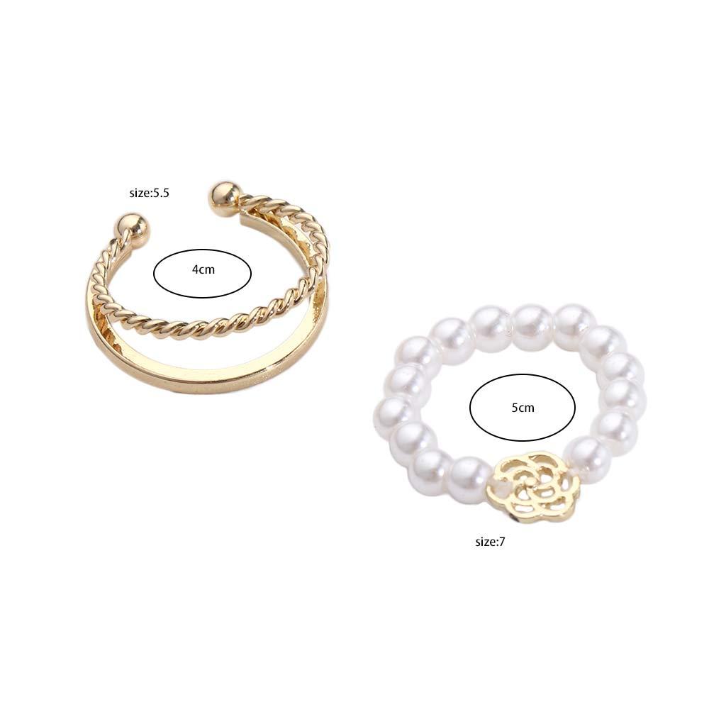 Mxbeauty Cincin Wanita 2 Pcs/set Hadiah Keren Emas Aksesoris Fashion Alloy Pembukaan Rings