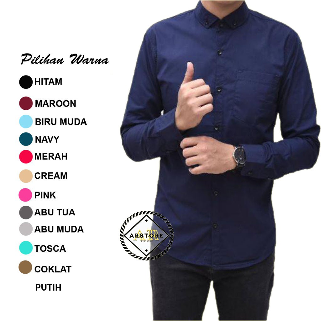 [COD/BAYAR DI TEMPAT] KEMEJA POLOS / CASUAL PRIA SLIMFIT LENGAN PANJANG