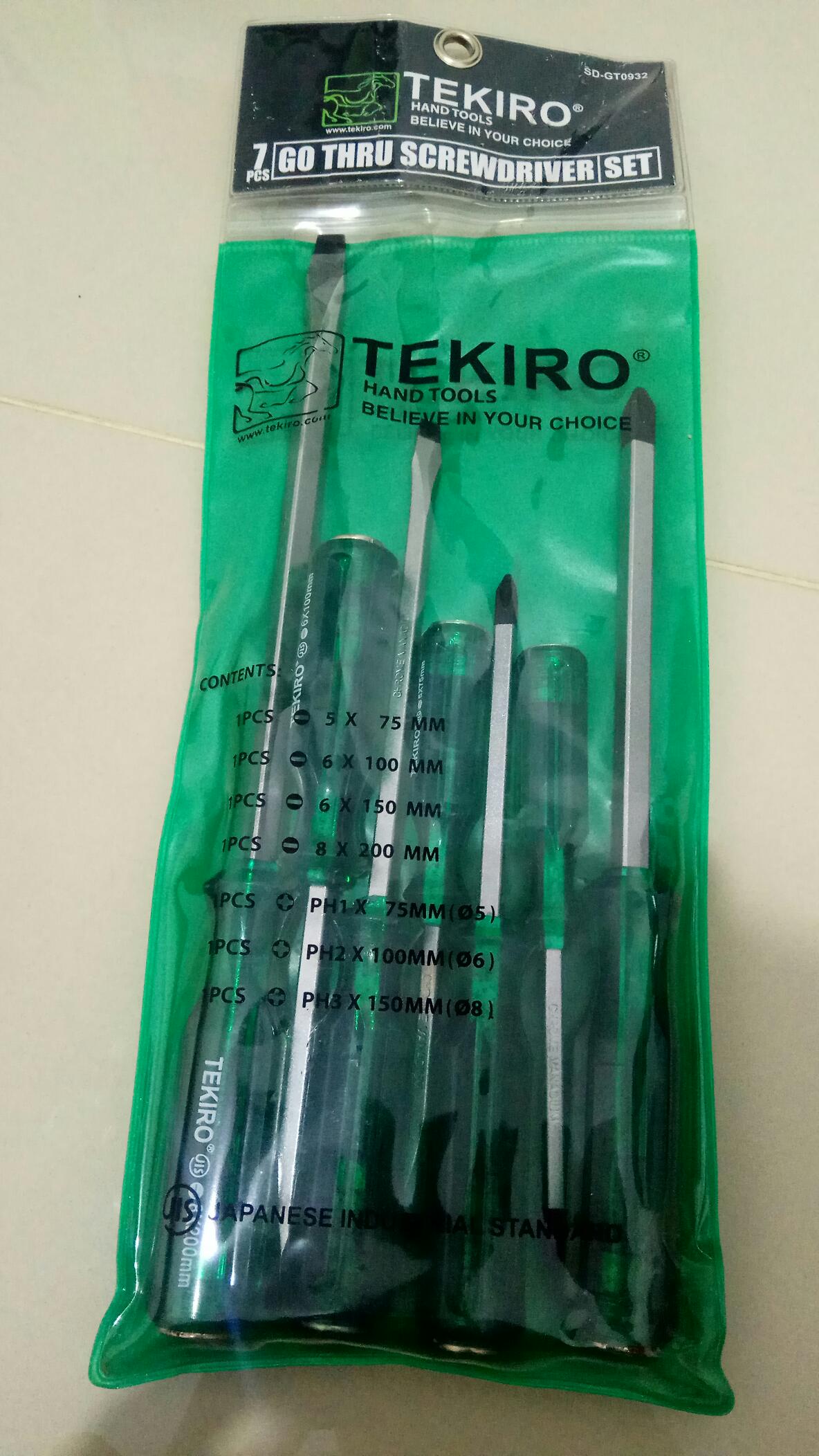 Obeng Ketok Tembus Set 7 Pcs Tekiro / Go Thru Screwdriver /obeng Hijau