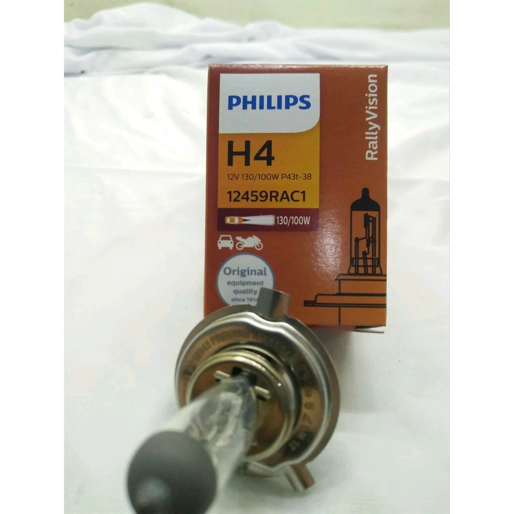 Lampu Bohlam Halogen Dop Phillips H4 Rally Vision 130-100W