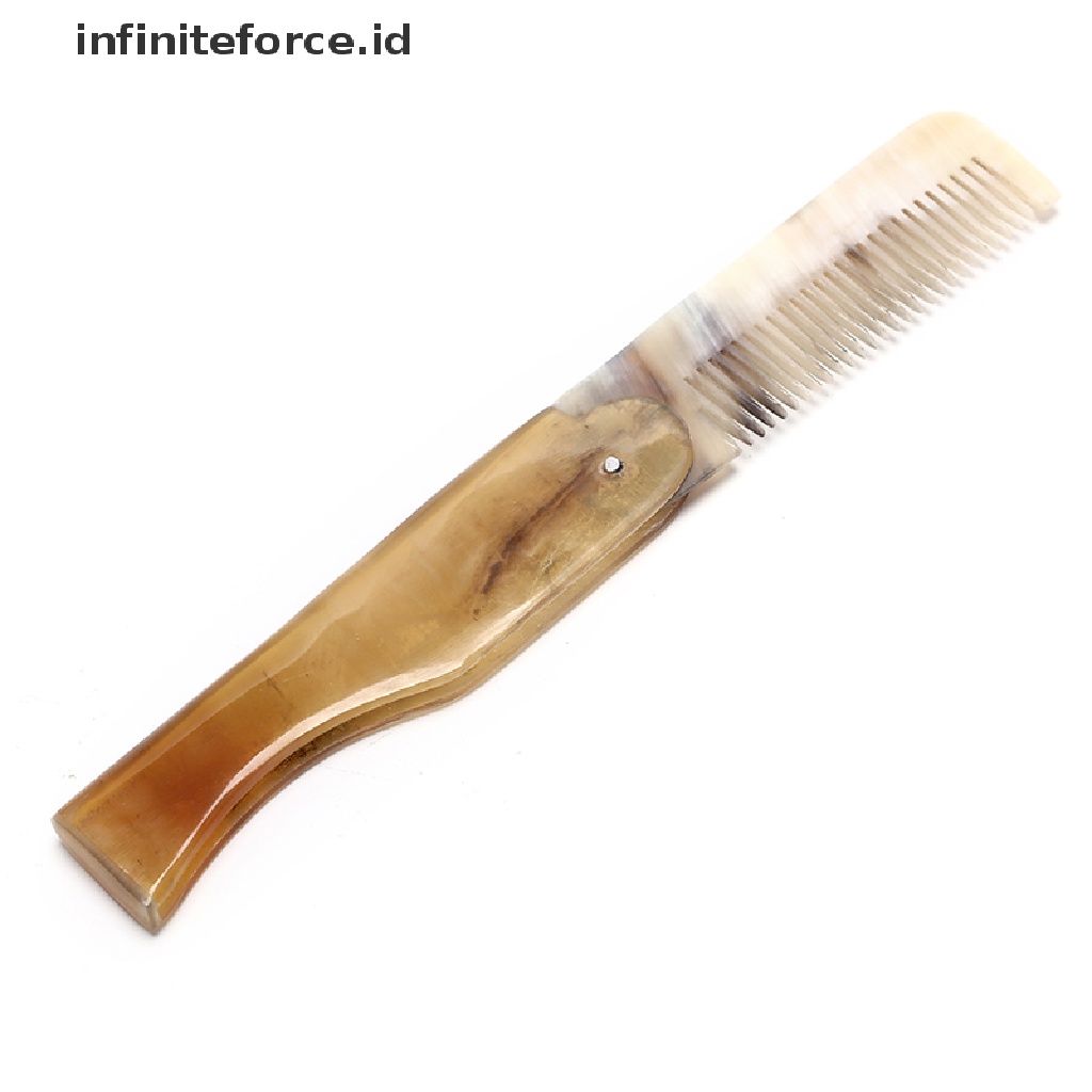 (Infiniteforce.Id) Sisir Saku Lipat Bahan Tanduk Lembu Untuk Menata Kumis / Jenggot Wanita