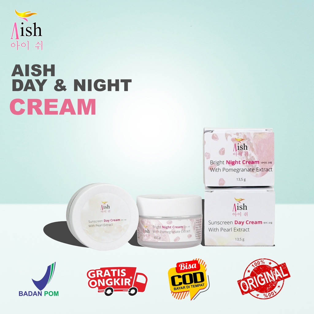 Aish day & night cream original / krim siang malam original 100% HALAL