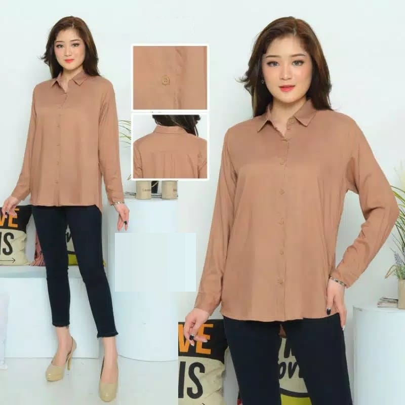 KEMEJA BASIC RAYON / KEMEJA WANITA / KEMEJA IMPORT /KEMEJA POLOS/ KEMEJA TERBARU / FASHION WANITA