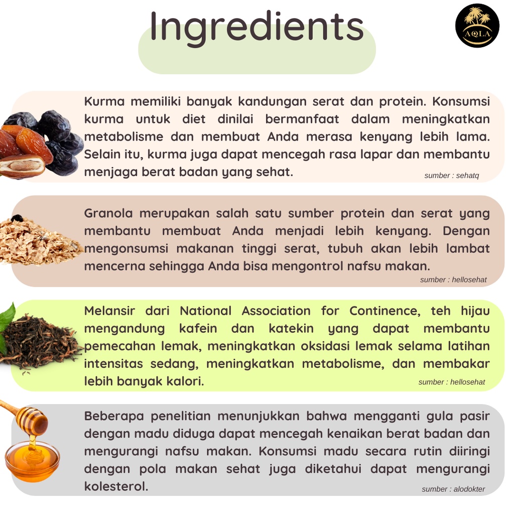 Paket Diet Herbal Alami / Diet Sehat Kurma Granola Madu Teh Hijau / Pola Hidup Sehat 7 hari