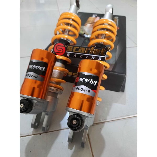 ORIGINAL Shockbreaker Shock Scarlet SCT-9002-R Yellow Series Double Tabung Bawah Click Aktif Rebound