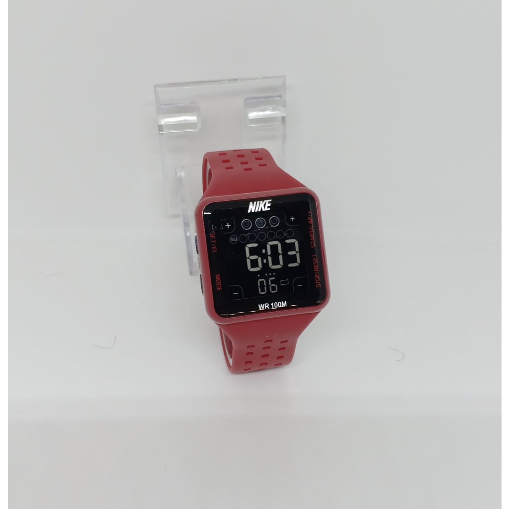 (KWS) Jam Tangan Pria Sporty NIKE Digital Kotak Strap Rubber NK-6166