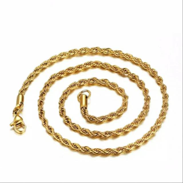 KALUNG TITANIUM RANTAI TAMBANG GOLD KOREA STYLE  ANTI KARAT SELAMANYA TERMURAH BAGUS HI QUALITY