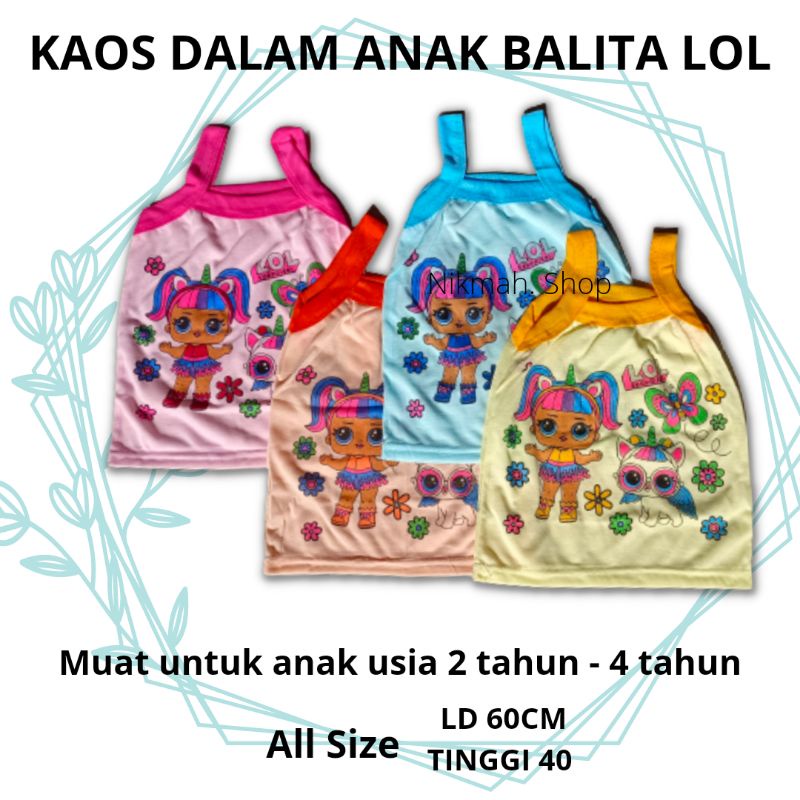 kaos dalam anak balita motif L0L