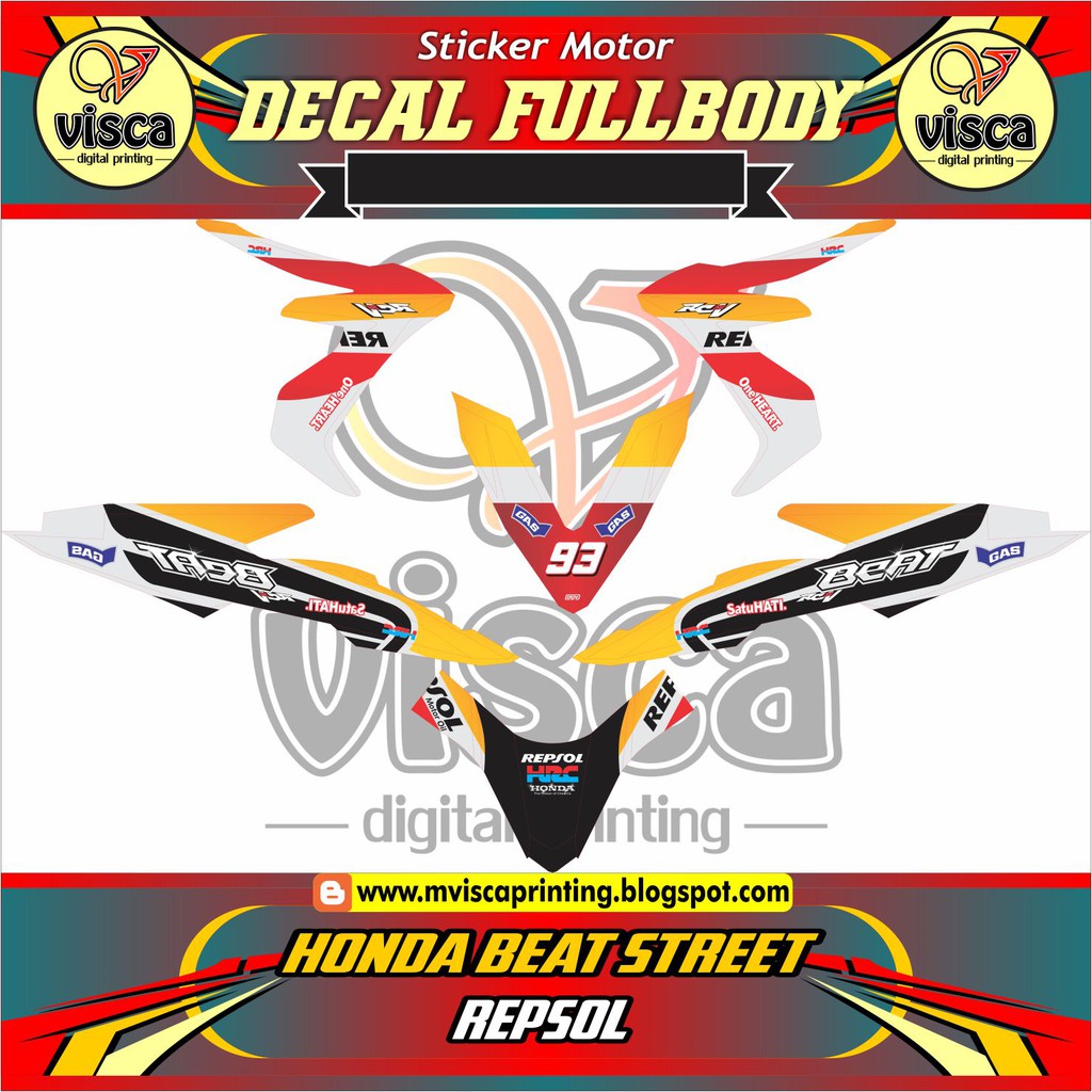 STIKER VARIASI MOTOR BEAT STREET DECAL STRIPING FULL BODY BEAT STREET REPSOL