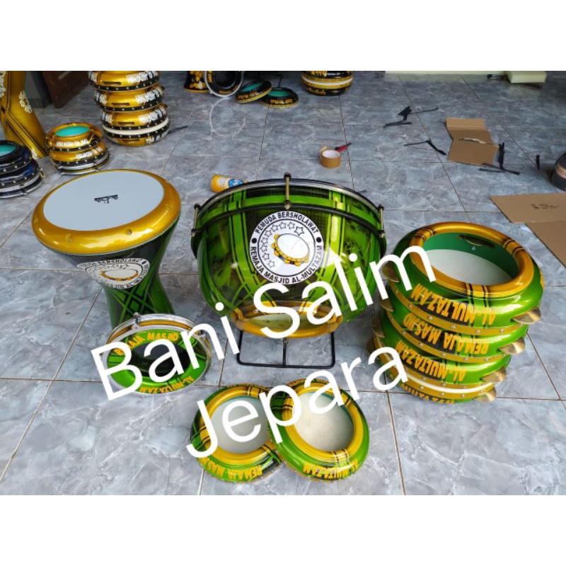 Rebana Hadroh Lengkap Motif Asli Jepara