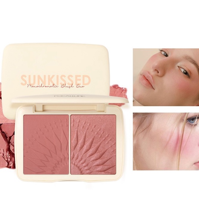 CLEARANCE SALE ! Focallure Sunkissed Monochromatic Compact Blush On Duo Palette Pipi FA125 FA 125 Perona Pemerah Pipi Tahan Lama Waterproof