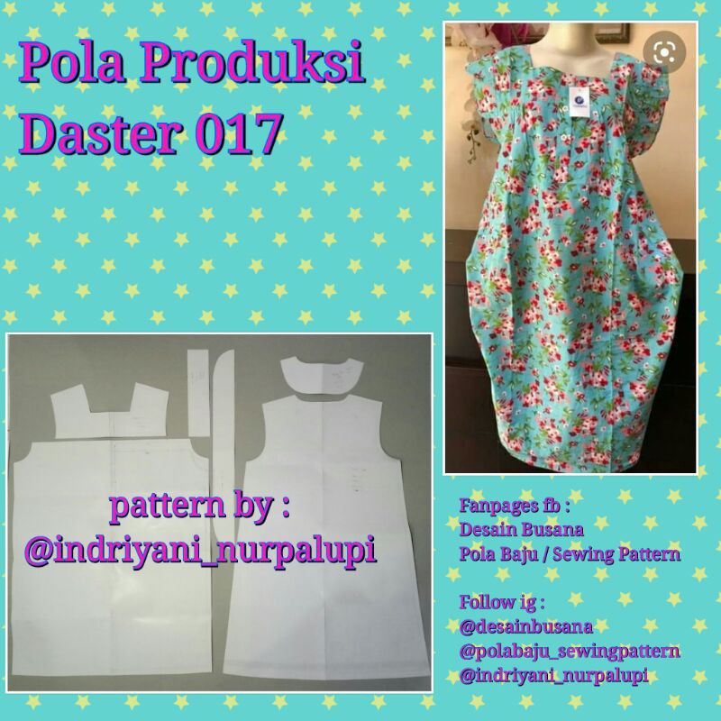 Pola Produksi Daster Midi Leher kamisol / Pola baju sewing pattern