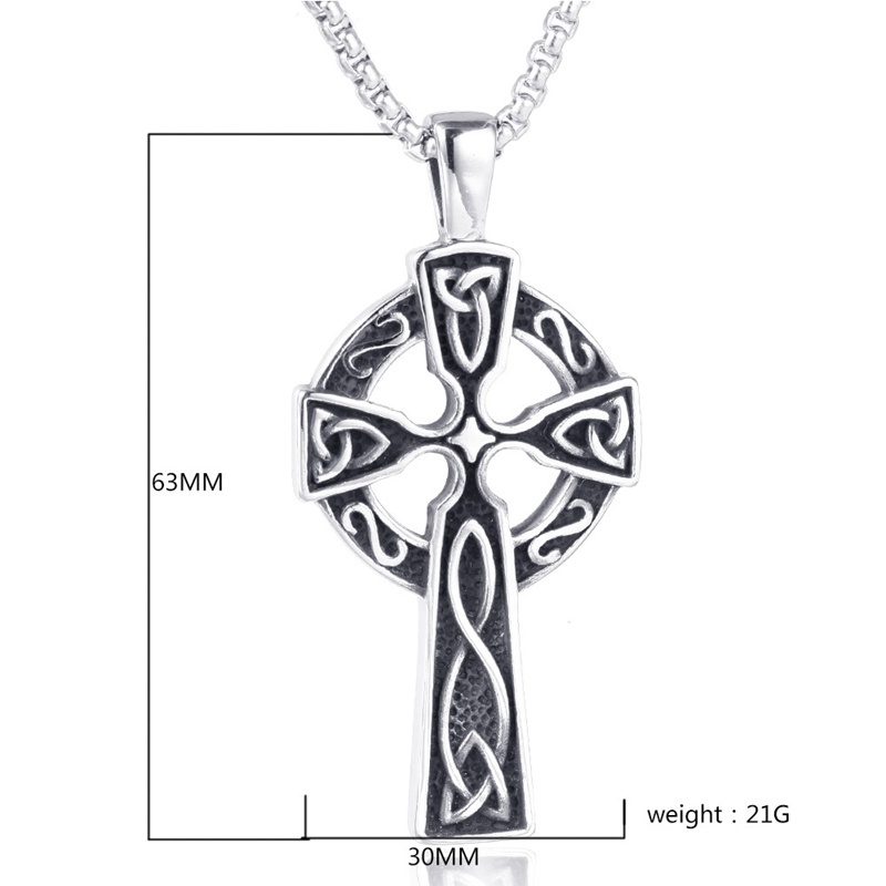 Kalung Liontin Salib Celtic Bahan Titanium Steel Untuk Pria