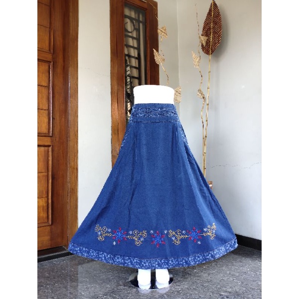 Rok Jeans Wanita / Rok Panjang Wanita / Rok Bordir / Rok Jeans Murah / Rok Cantik