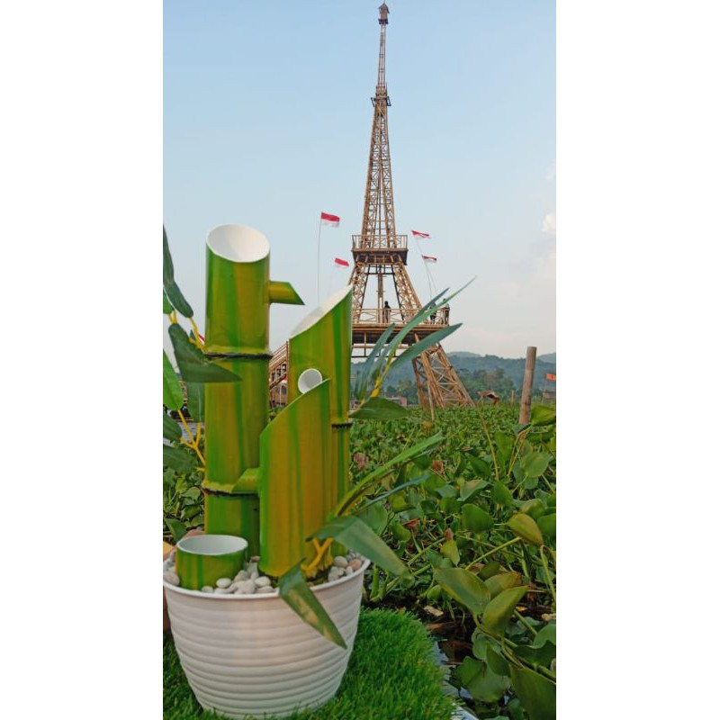 Aercur Air Mancur Bambu Mini hias meja taman kamar dekorasi rumah pot bunga tanaman lampu rak kaktus