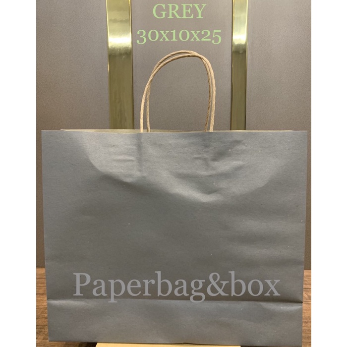 

PROMO GREY paper bag 30x10 x25,paperbag warna,kantong kertas,tas kertas - Abu-abu