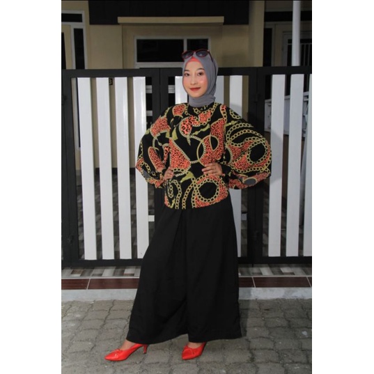 Baju Murah Type Blouse Korea Motif Versace Kemeja Wanita  Raysa