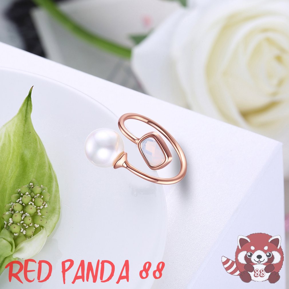 Cincin Kawin Open Ring Aksen Mutiara Imitasi untuk Wanita/Pesta Prom light blue