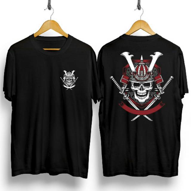 Fourfashion Kaos Pria Kaos Distro SKELETON SWORD JAPANESE Black CN749