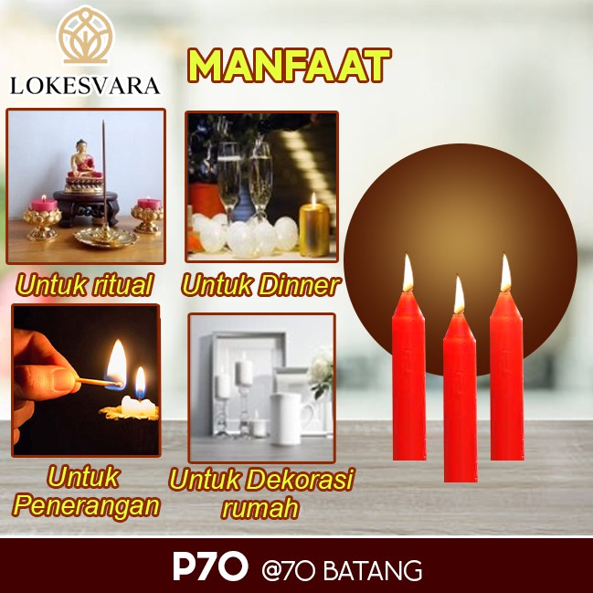 Lilin Sembahyang Parafin Sukhavati P70 Merah