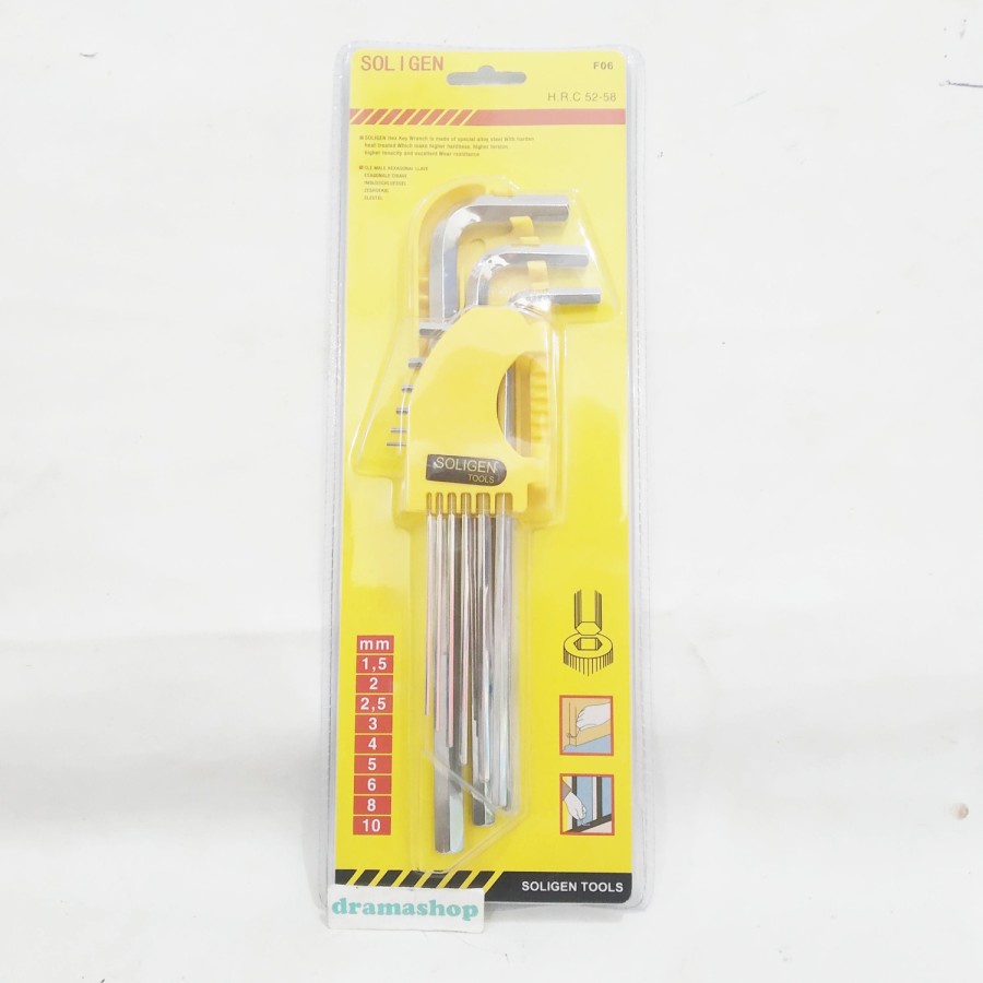 Kunci L Set Hexagon Hex Key Premium Soligen 9pcs