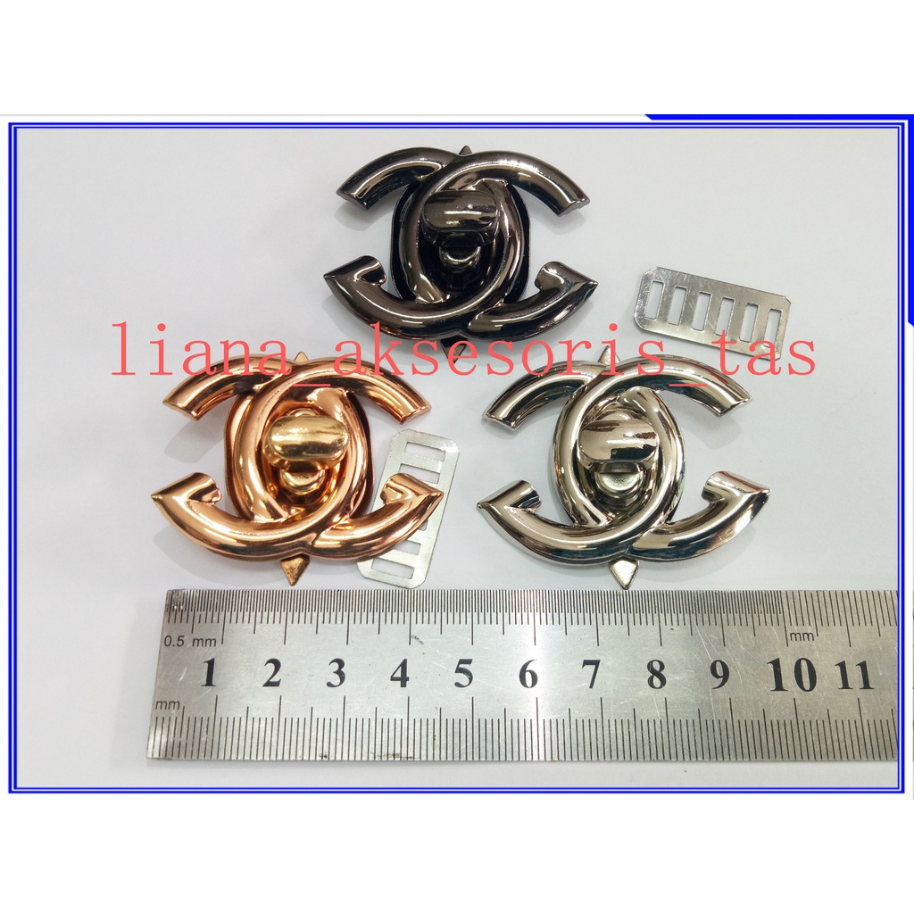 -ASESORIS TAS (ISI 1 PCS) KUNCI PUTAR - KUNCI PUTAR TAS WANITA IMPOR WARNA GOLD, BLACK NIKEL & SILVE