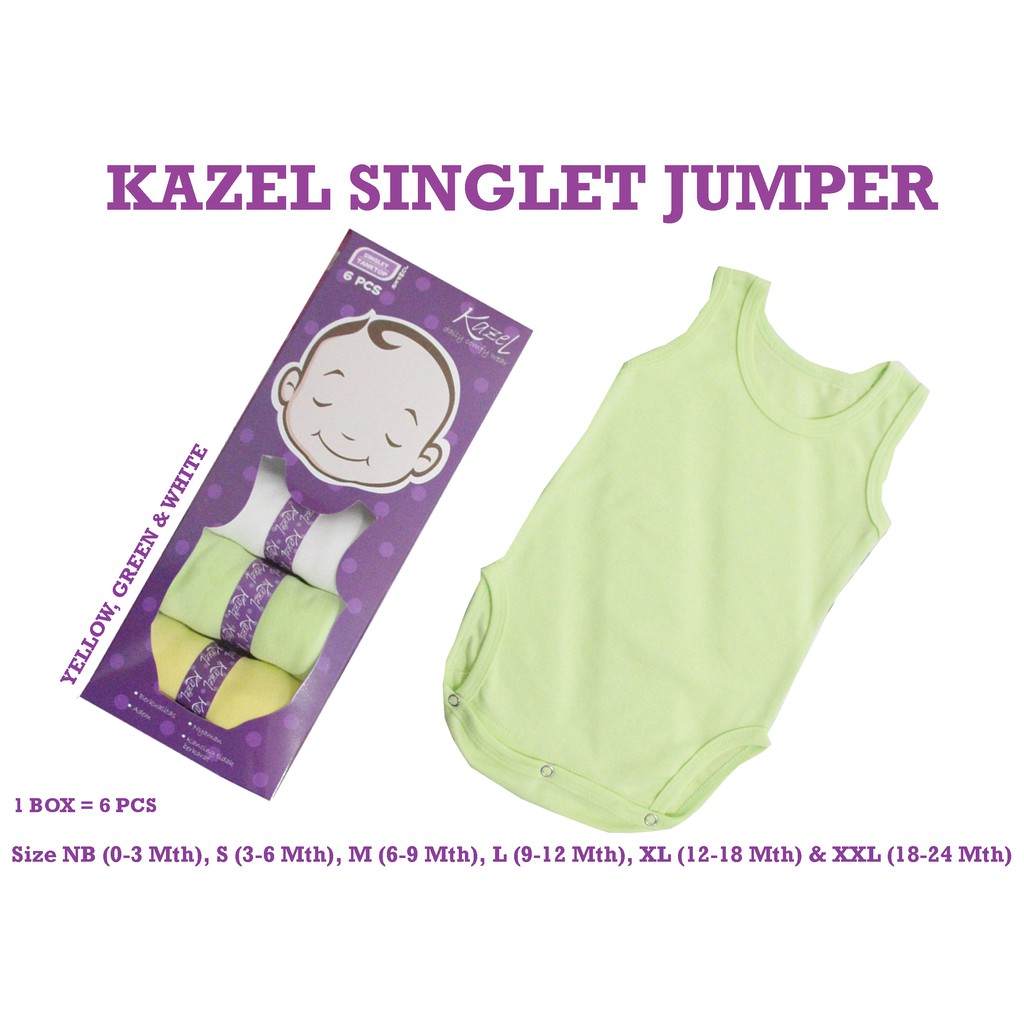 Kazel Singlet Jumper Warna Boy 6pcs Kaos Bayi Laki Laki