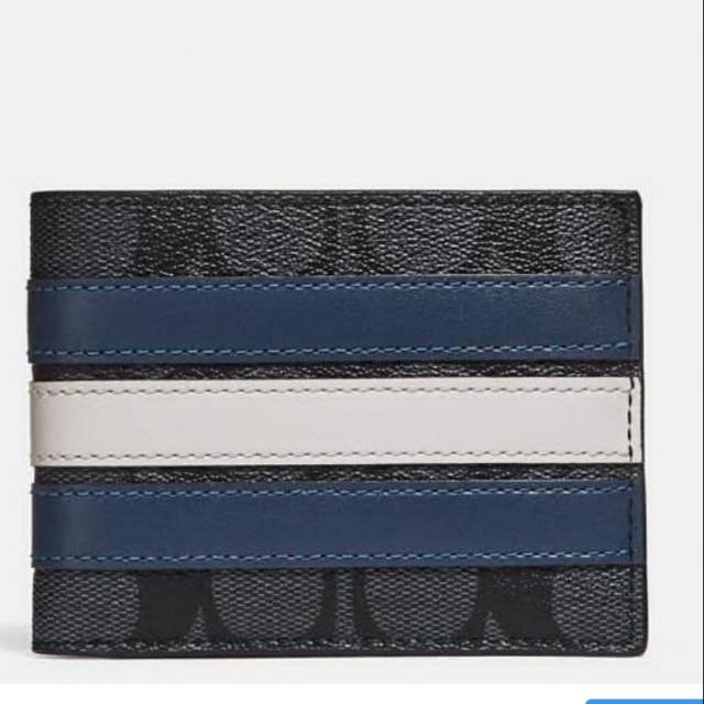 Coach Slim Billfold Wallet In Signature Canvas With Varsity Stripe