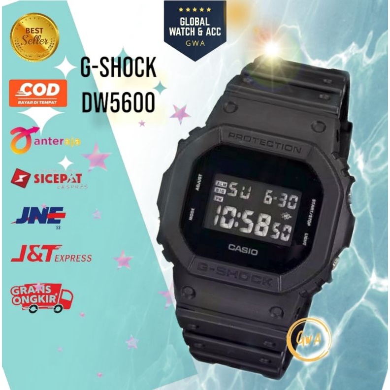 Jam tangan pria wanita digital protection gshock DW5600 water hitam