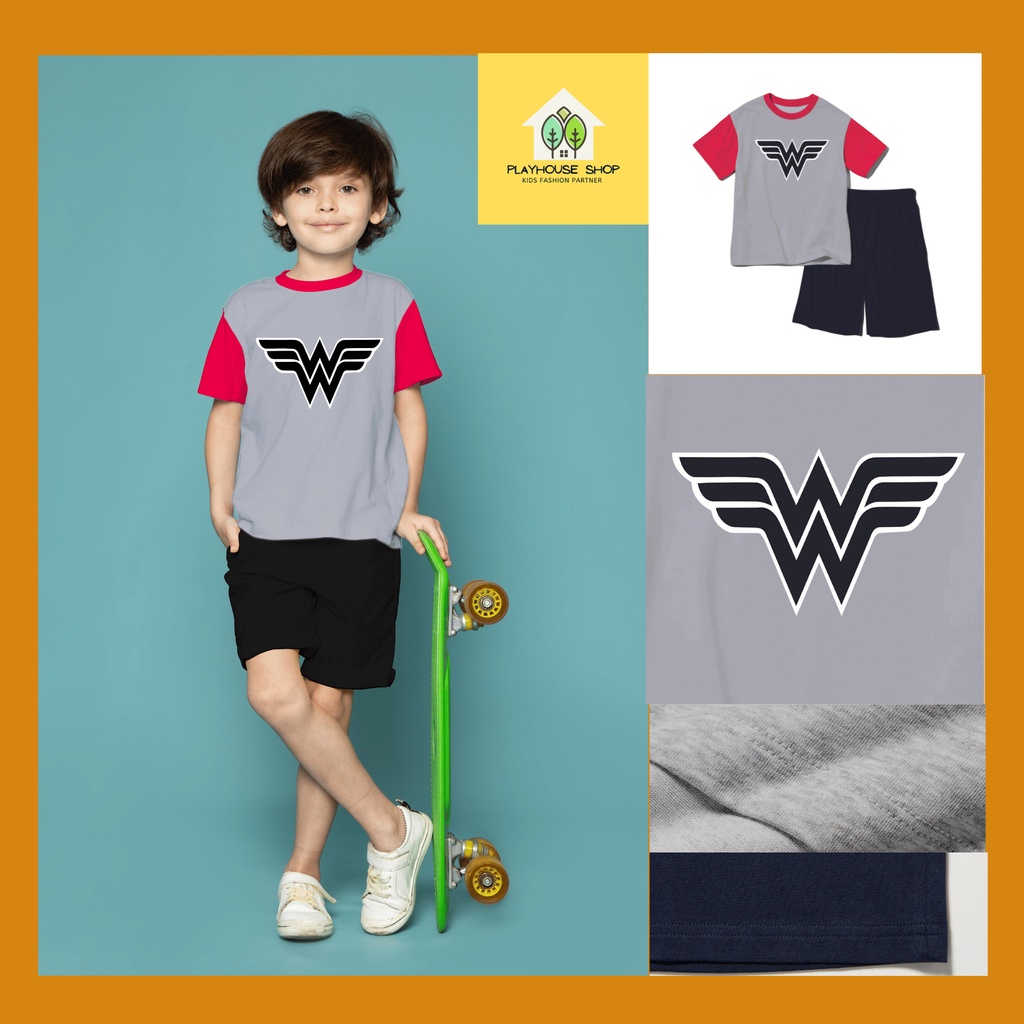 Play House - Baju Setelan Anak Laki Laki dan Perempuan Superhero Usia 4-15 Tahun